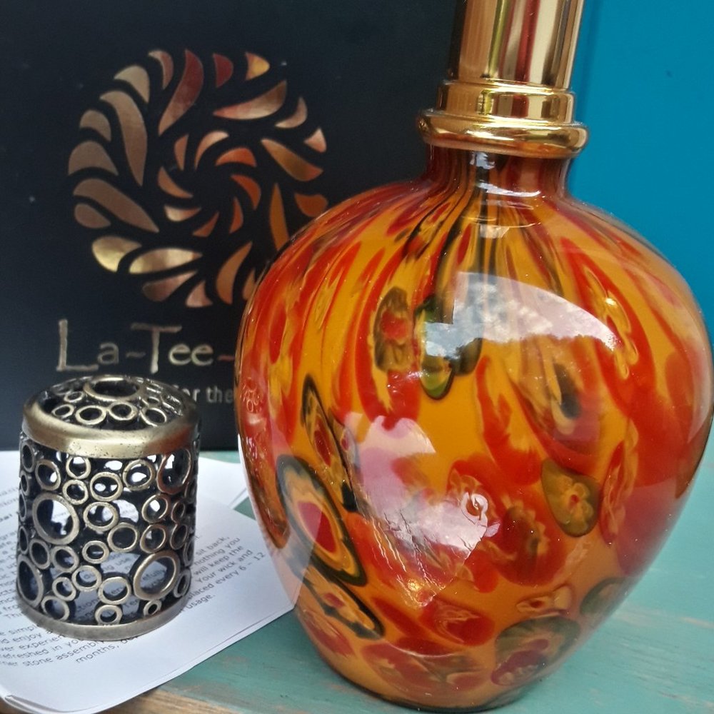 NEW Millefiori Blown Glass Oil Lamp Nwt La Tee Da New in Box Millefiori Art - Picture 14 of 16